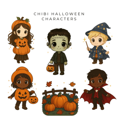 Chibi Halloween Characters Clipart (7)