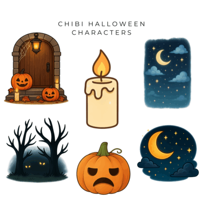 Chibi Halloween Characters Clipart (8)