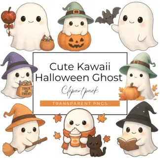 Cute Kawaii Halloween Ghost Clipart Bundle listings (2)