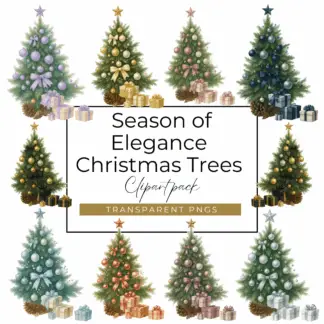Season of Elegance Watercolor Christmas Tree Clipart Collection (1)