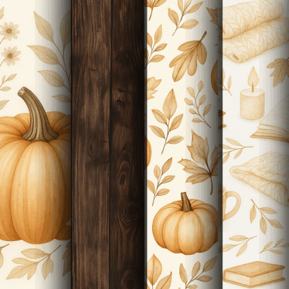 Rustic Fall Watercolour Papers – Pumpkins, Foliage & Cosy Patterns - Image 4
